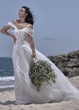 Off Shoulder Ivory Lace Tulle Stunning Wedding Dress